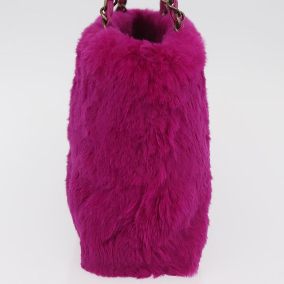 CHANEL Chain Shoulder Bag Fur Pink CC Auth 181939M
