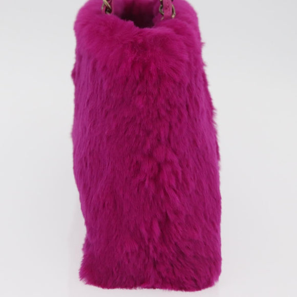 CHANEL Chain Shoulder Bag Fur Pink CC Auth 181939M