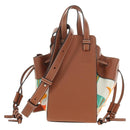 LOEWE Anagram Mini Hammock Drawstring Bag Leather 2way Brown Auth 181940SM-2