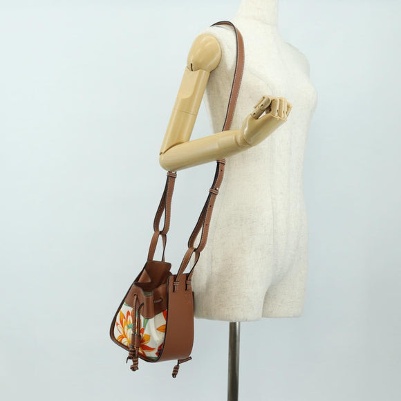 LOEWE Anagram Mini Hammock Drawstring Bag Leather 2way Brown Auth 181940SM