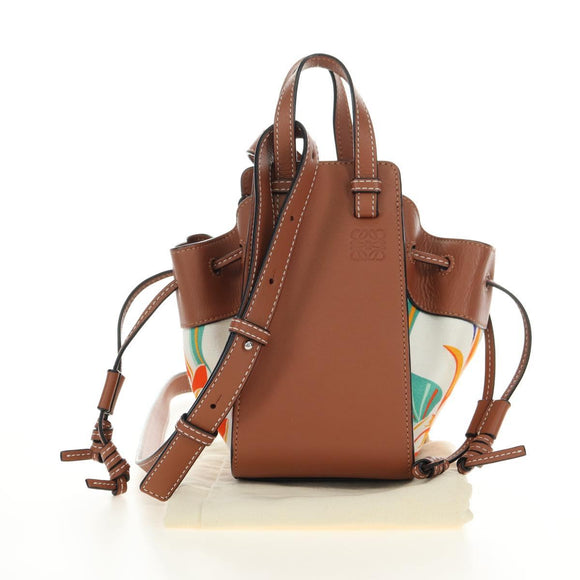 LOEWE Anagram Mini Hammock Drawstring Bag Leather 2way Brown Auth 181940SM