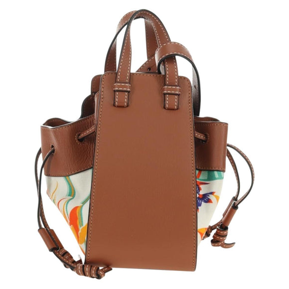 LOEWE Anagram Mini Hammock Drawstring Bag Leather 2way Brown Auth 181940SM