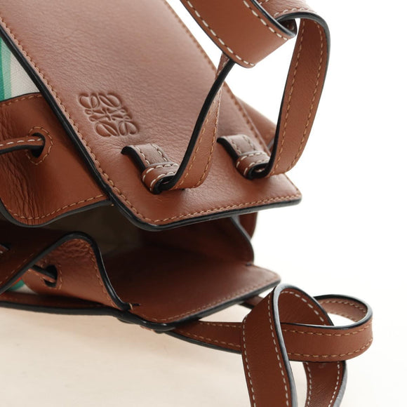 LOEWE Anagram Mini Hammock Drawstring Bag Leather 2way Brown Auth 181940SM