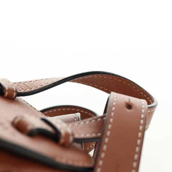 LOEWE Anagram Mini Hammock Drawstring Bag Leather 2way Brown Auth 181940SM
