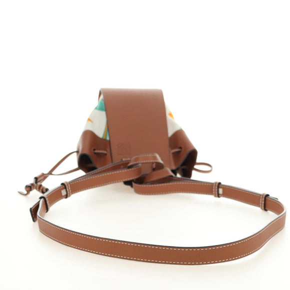 LOEWE Anagram Mini Hammock Drawstring Bag Leather 2way Brown Auth 181940SM