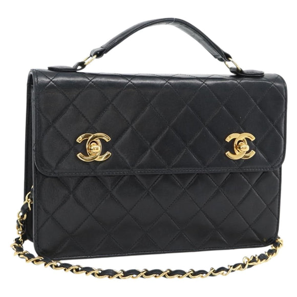 CHANEL Matelasse 23 Double Turn Lock Chain Lammleder 2-Wege CC Auth 181941SAV