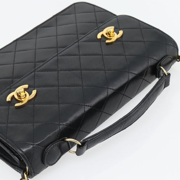 CHANEL Matelasse 23 Double Turn Lock Chain Lammleder 2-Wege CC Auth 181941SAV