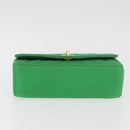 CHANEL Diana 23 Matelasse Chain Shoulder Bag Satin Green Gold CC Auth 181942SM-10
