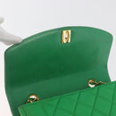 CHANEL Diana 23 Matelasse Chain Shoulder Bag Satin Green Gold CC Auth 181942SM-17