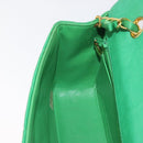 CHANEL Diana 23 Matelasse Chain Shoulder Bag Satin Green Gold CC Auth 181942SM-23