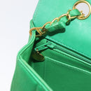 CHANEL Diana 23 Matelasse Chain Shoulder Bag Satin Green Gold CC Auth 181942SM-24