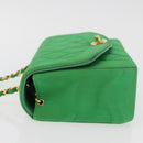 CHANEL Diana 23 Matelasse Chain Shoulder Bag Satin Green Gold CC Auth 181942SM-6