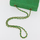 CHANEL Diana 23 Matelasse Chain Shoulder Bag Satin Green Gold CC Auth 181942SM-8