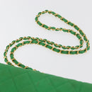 CHANEL Diana 23 Matelasse Chain Shoulder Bag Satin Green Gold CC Auth 181942SM-9