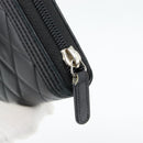 CHANEL Boy Chanel Long Wallet Lamb Skin Black Gold CC Auth 181946V-17