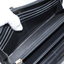 CHANEL Boy Chanel Long Wallet Lamb Skin Black Gold CC Auth 181946V-21