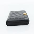 CHANEL Boy Chanel Long Wallet Lamb Skin Black Gold CC Auth 181946V-4