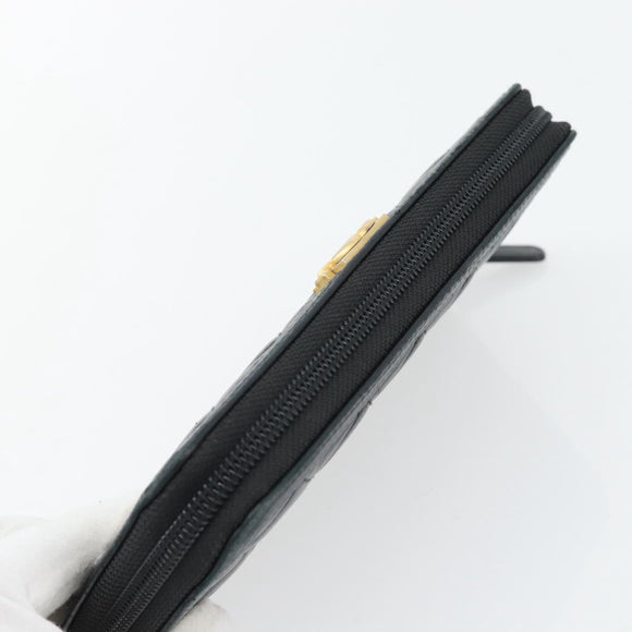 CHANEL Boy Chanel Long Wallet Lamb Skin Black Gold CC Auth 181946V