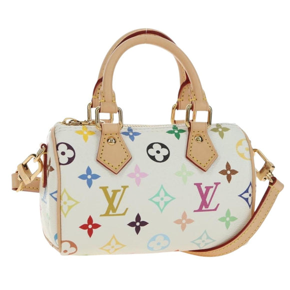 LOUIS VUITTON Multicolor Nano Speedy Hand Bag 2way White M13391 Auth 181947SAM