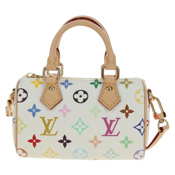 LOUIS VUITTON Multicolor Nano Speedy Hand Bag 2way White M13391 Auth 181947SAM