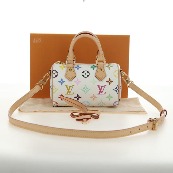 LOUIS VUITTON Multicolor Nano Speedy Hand Bag 2way White M13391 Auth 181947SAM