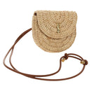 SAINT LAURENT Ketten-Schultertasche Raffia Beige Gold Auth 181954M-1