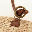 SAINT LAURENT Ketten-Schultertasche Raffia Beige Gold Auth 181954M-10