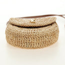 SAINT LAURENT Ketten-Schultertasche Raffia Beige Gold Auth 181954M-11