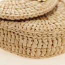 SAINT LAURENT Ketten-Schultertasche Raffia Beige Gold Auth 181954M-12