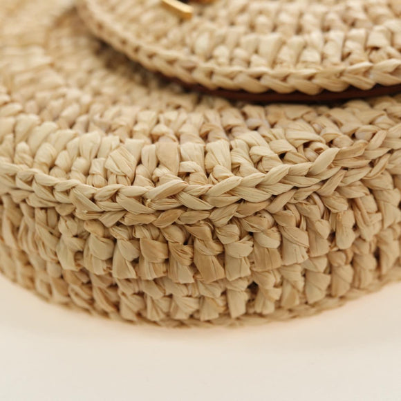 SAINT LAURENT Ketten-Schultertasche Raffia Beige Gold Auth 181954M