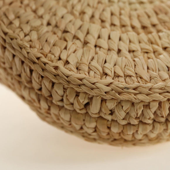 SAINT LAURENT Ketten-Schultertasche Raffia Beige Gold Auth 181954M