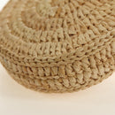SAINT LAURENT Ketten-Schultertasche Raffia Beige Gold Auth 181954M-15
