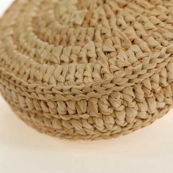 SAINT LAURENT Ketten-Schultertasche Raffia Beige Gold Auth 181954M
