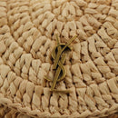 SAINT LAURENT Ketten-Schultertasche Raffia Beige Gold Auth 181954M-16