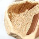 SAINT LAURENT Ketten-Schultertasche Raffia Beige Gold Auth 181954M-19