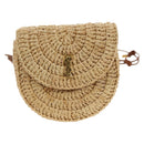 SAINT LAURENT Ketten-Schultertasche Raffia Beige Gold Auth 181954M-2