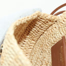 SAINT LAURENT Ketten-Schultertasche Raffia Beige Gold Auth 181954M-20
