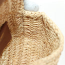 SAINT LAURENT Ketten-Schultertasche Raffia Beige Gold Auth 181954M-21