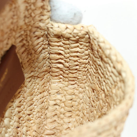 SAINT LAURENT Ketten-Schultertasche Raffia Beige Gold Auth 181954M