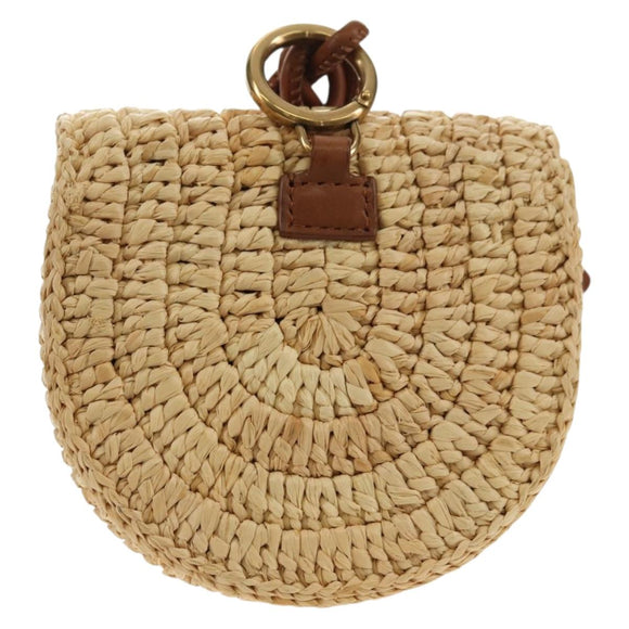 SAINT LAURENT Ketten-Schultertasche Raffia Beige Gold Auth 181954M