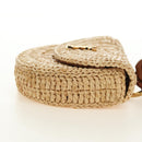 SAINT LAURENT Ketten-Schultertasche Raffia Beige Gold Auth 181954M-5