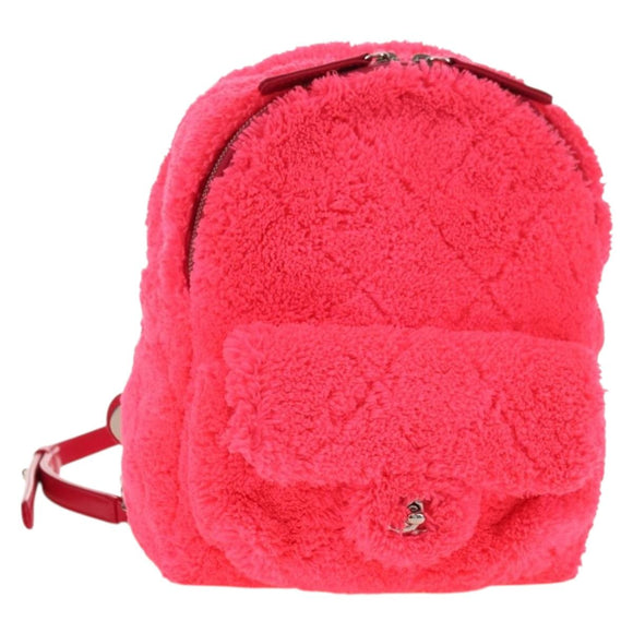 CHANEL Matelasse Kettenrucksack Stapel Pink Silber CC Auth 181955M