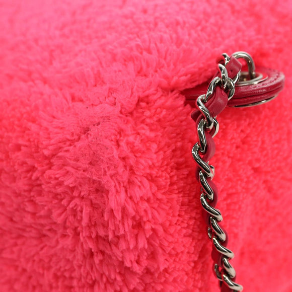 CHANEL Matelasse Kettenrucksack Stapel Pink Silber CC Auth 181955M