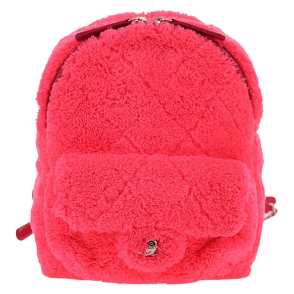 CHANEL Matelasse Kettenrucksack Stapel Pink Silber CC Auth 181955M