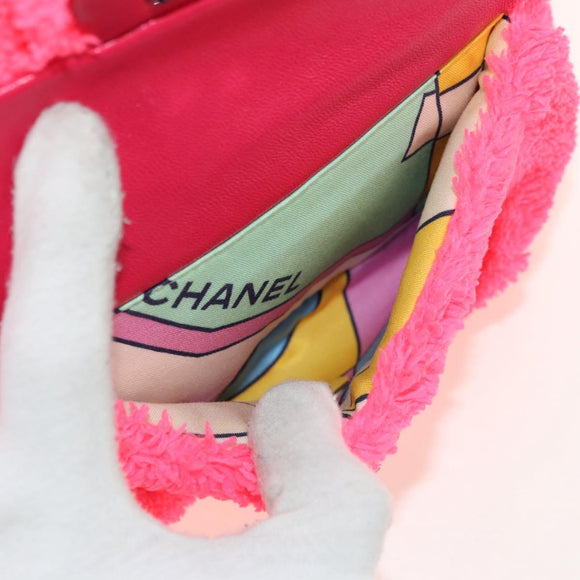CHANEL Matelasse Kettenrucksack Stapel Pink Silber CC Auth 181955M