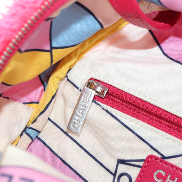 CHANEL Matelasse Kettenrucksack Stapel Pink Silber CC Auth 181955M