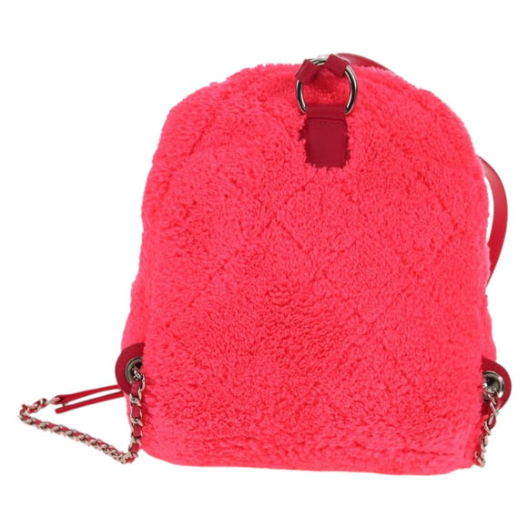 CHANEL Matelasse Kettenrucksack Stapel Pink Silber CC Auth 181955M