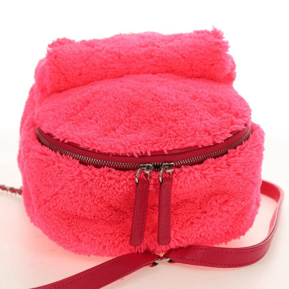 CHANEL Matelasse Kettenrucksack Stapel Pink Silber CC Auth 181955M