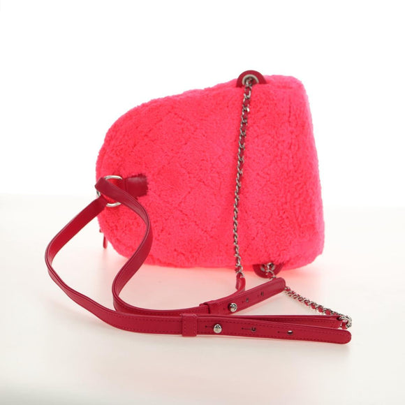 CHANEL Matelasse Kettenrucksack Stapel Pink Silber CC Auth 181955M