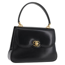 GUCCI Hand Bag Leather Black Gold Auth 181956V-1